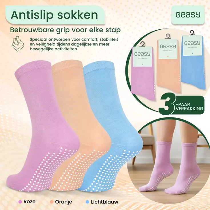 GEASY Antislip Sokken 3 paar - Flex Grip