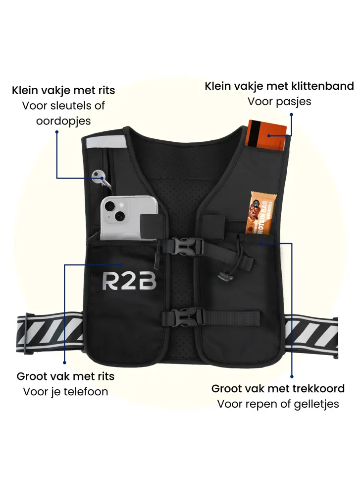 Hardloopvest met Opbergvakjes - Running vest