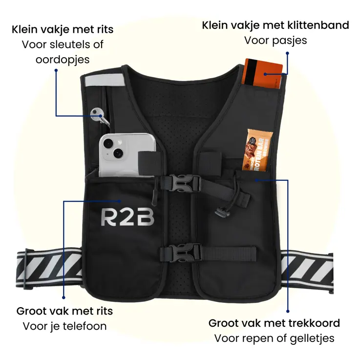 Hardloopvest met Waterzak en Opbergvakjes