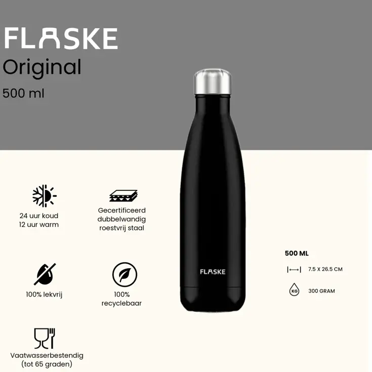 FLASKE 500 ml  RVS Drinkfles