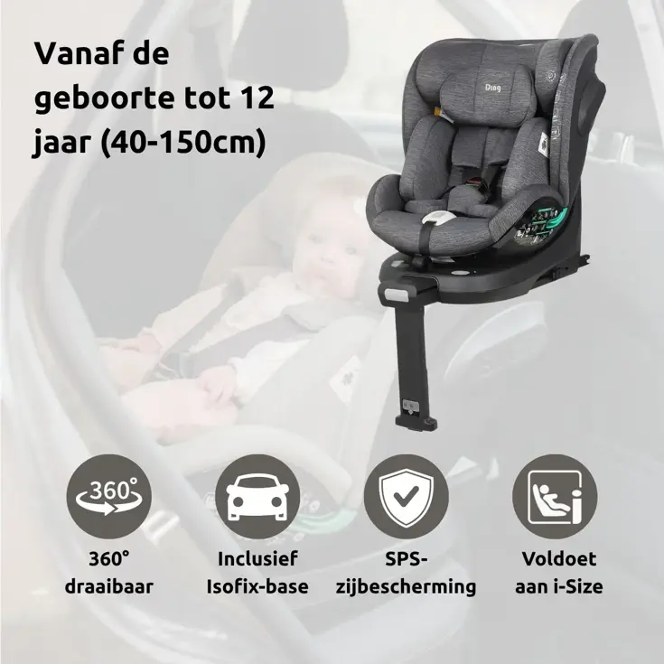 Fynn 40-150 cm 360° i-Size Autostoel