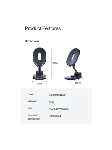 Magnetische Houder - Dashboad + Ruit - Zwart