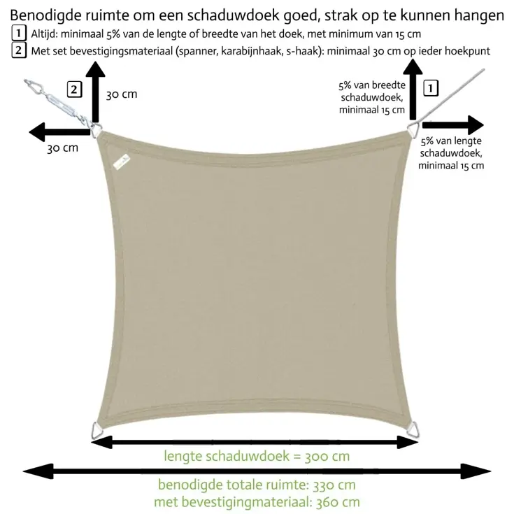 Schaduwdoek rechthoek - 2.5x3.5m