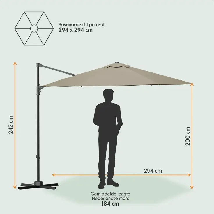 Zweefparasol – Ø300 cm – Waterdicht