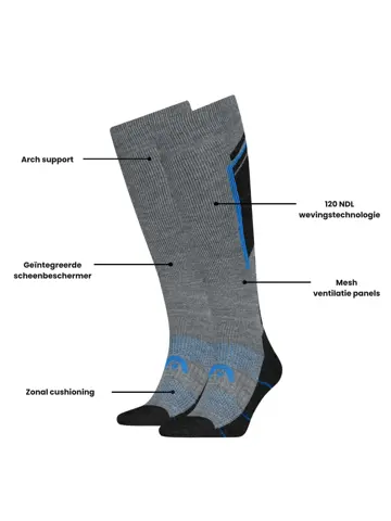 6 paar - Unisex - Skisokken