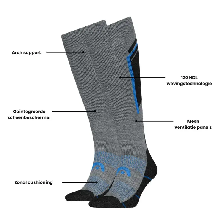 6 paar - Unisex - Skisokken