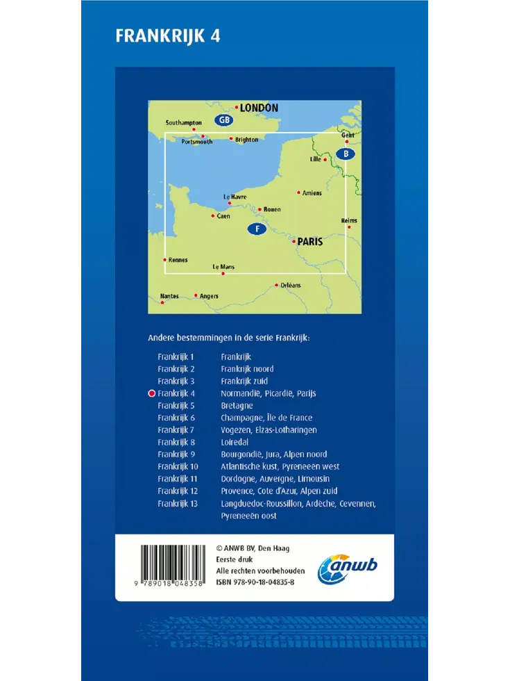 ANWB Wegenkaart Normandie, Picardie, Parijs