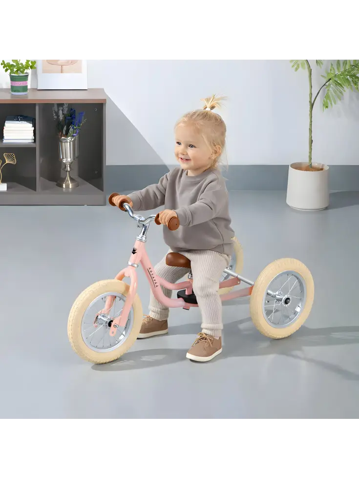 2-in-1 Loopfiets Driewieler met Duwstang
