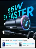 Bedrade USB-C Autolader - Zwart