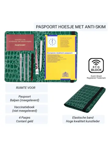 RFID Medisch Paspoort Hoes - Anti Skim - Krokodil