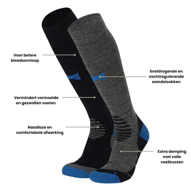 2 paar - Compressie Wandelsokken