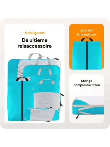 Packing cubes compressie set – 6-delig – Li Blauw