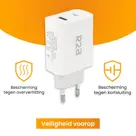 R2B Krachtige 20W USB A & USB C Adapter Wit