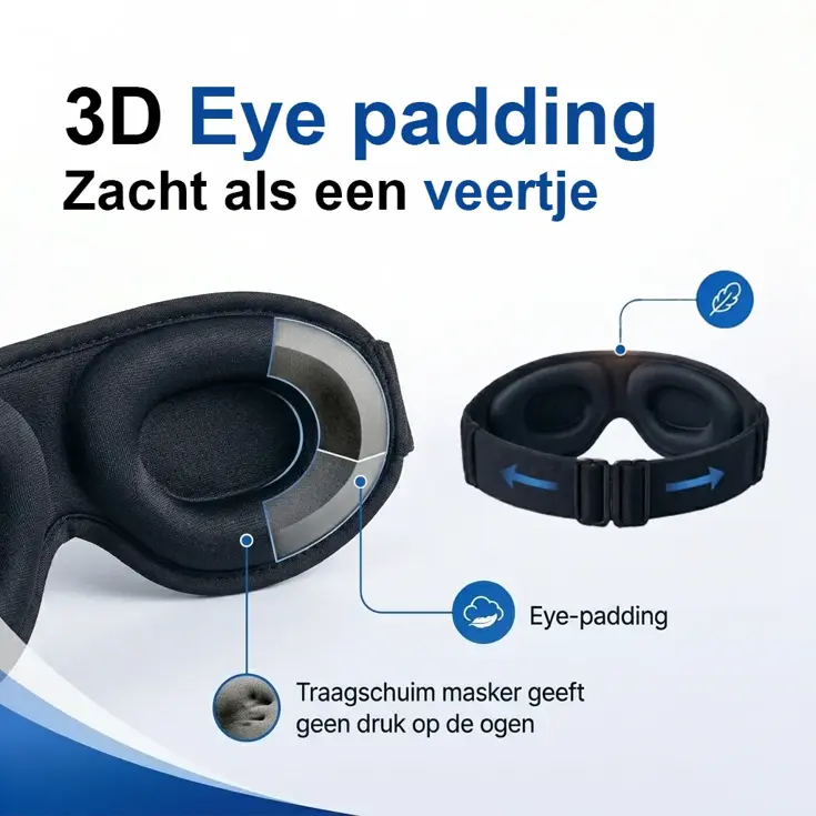 Slaapmasker Bluetooth 3D - Traagschuim Luxe