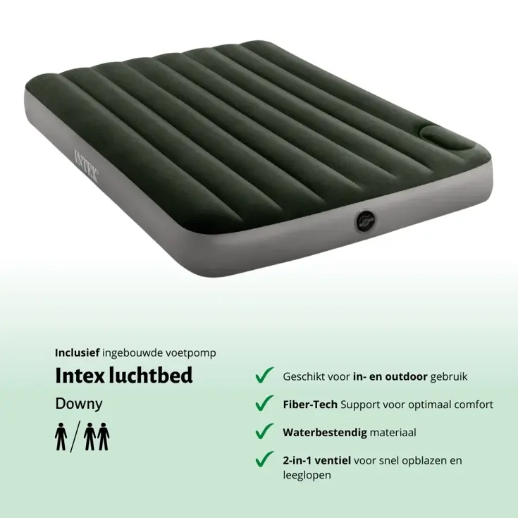 Luchtbed - Intex Downy - 2P - 137x191 + Pomp
