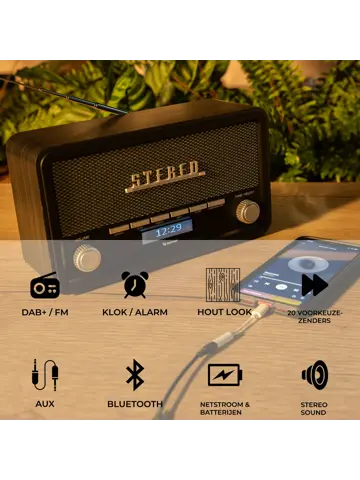 DAB18 Houtlook DAB+/FM radio Bluetooth