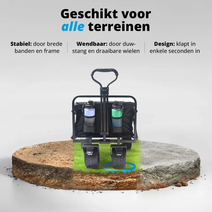 Bolderkar - 100L - 130KG - Zwart