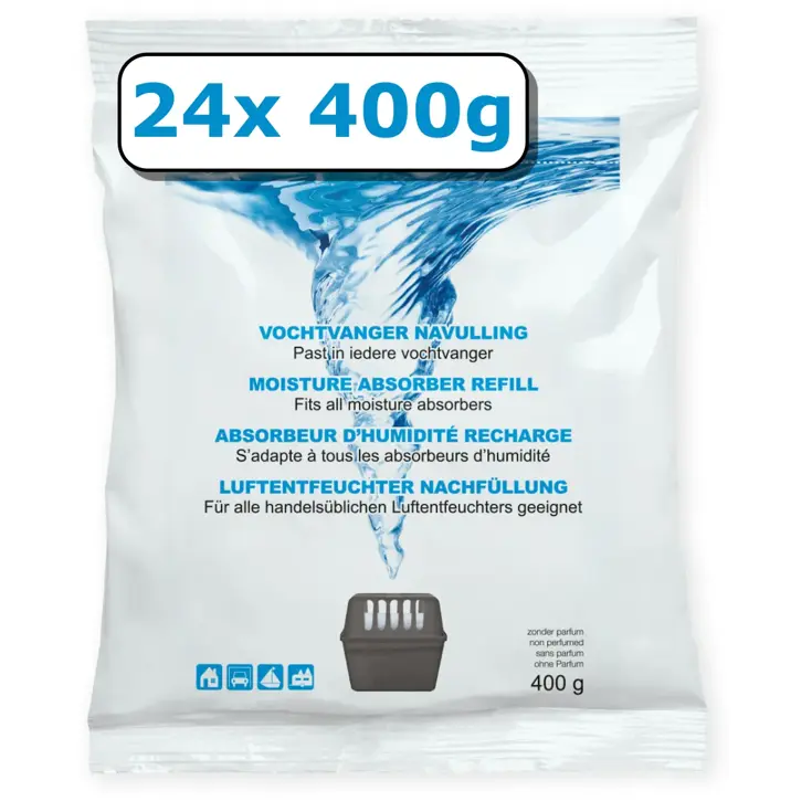 Vochtvanger navulling - 24x - 400 gram - neutraal