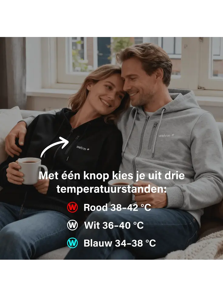 Infrarood Verwarmde Zipper Hoodie – Dames  Grijs