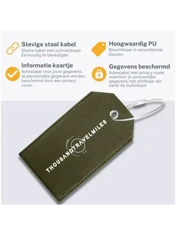 Bagagelabel – 4 stuks – Leer – Groen