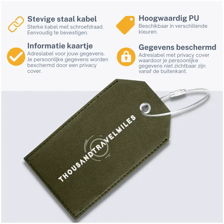 Bagagelabel – 4 stuks – Leer – Groen
