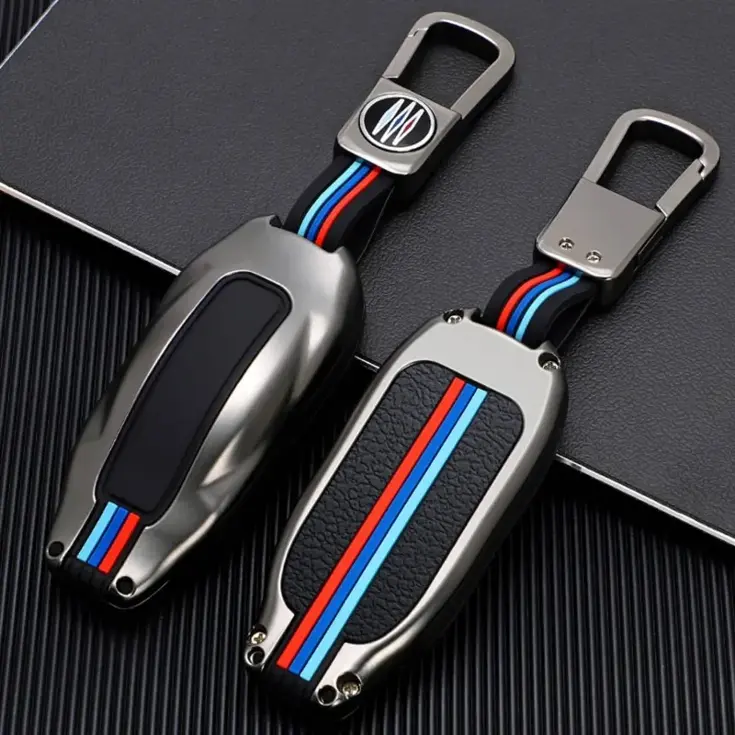 Metalen Sleutelhoesje voor Tesla Model 3-Y-S grijs