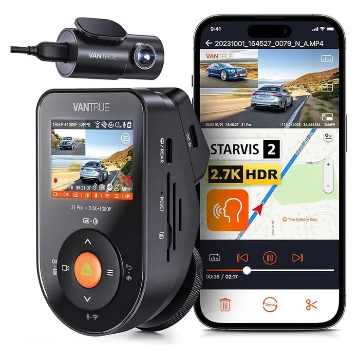 S1 Pro Dual 2.7K Wifi GPS dashcam