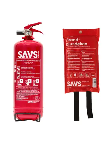 Brandblus box Poederblusser 2 kg en Blusdeken