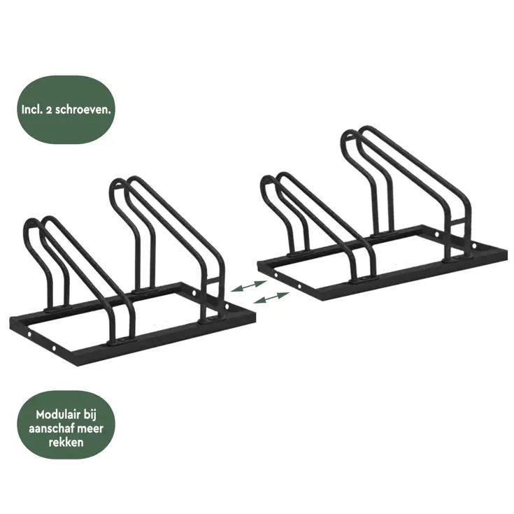 Fietsenrek voor 2 fietsen – vloerbevestiging zwart