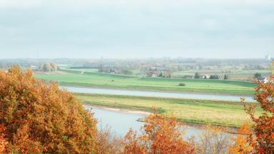 The beautiful river landscape of the river Nederrijn nearby the city Arnhem in the provence Gelderland in The Netherlands