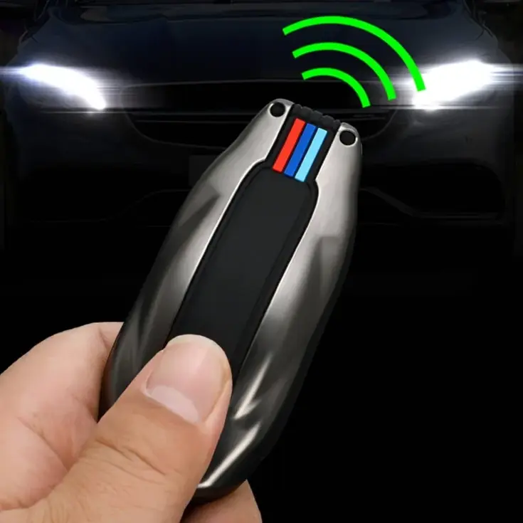Metalen Sleutelhoesje voor Tesla Model 3-Y-S grijs