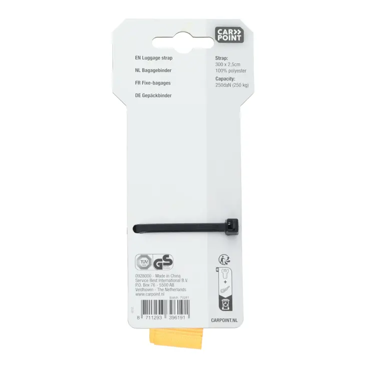 Bagagebinder 3m x 25mm met klem sluiting