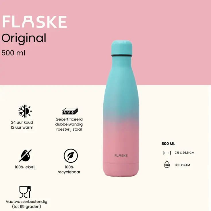FLASKE 500 ml  RVS Drinkfles