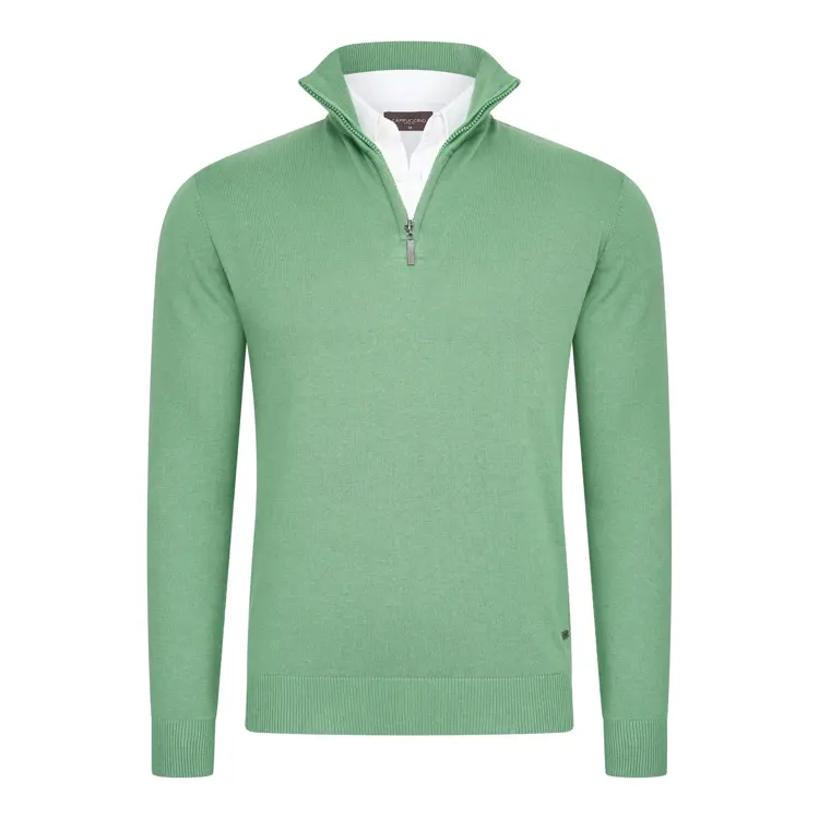 Heren Mock Zip Pullover Cappuccino Italia