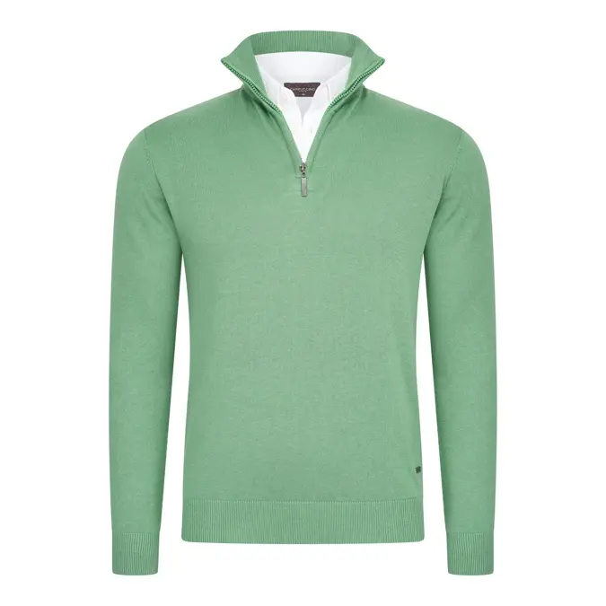 Heren Mock Zip Pullover Cappuccino Italia