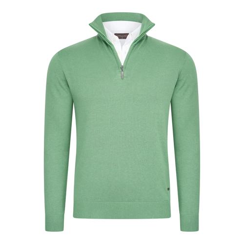 Heren Mock Zip Pullover Cappuccino Italia