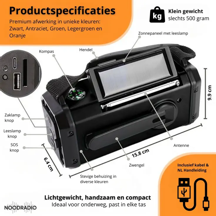 Noodradio® Solar Powerbank 10.000 mAh