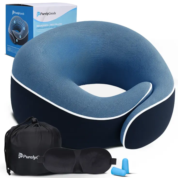 Reiskussen Set - Nekkussen voor Vliegtuig - Blauw