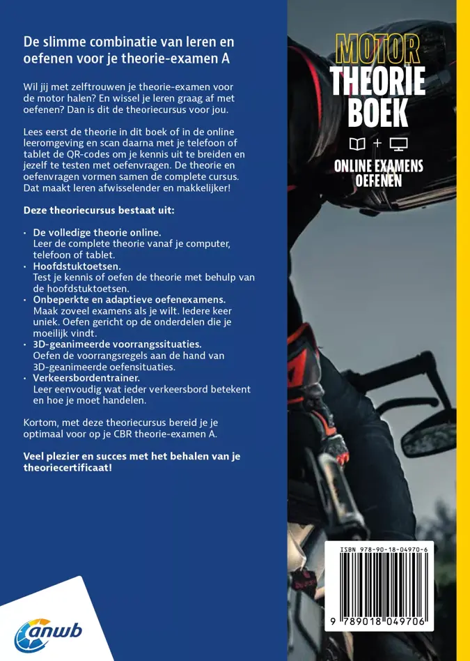 ANWB theorieboek + Online rijbewijs A - Motor