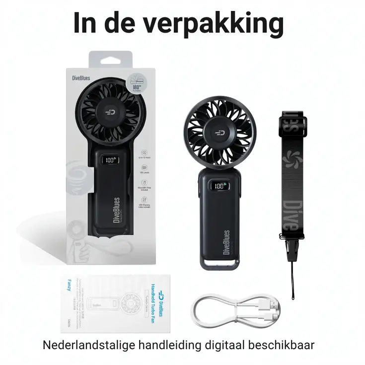 Diveblues® AIR Fanzy Oplaadbare Handventilator