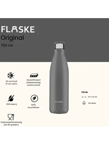 FLASKE 750 ml  RVS Drinkfles