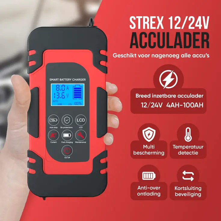 Strex Acculader 12/24V - 4/6/8A
