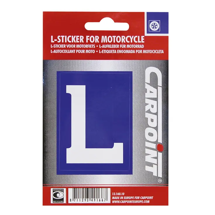 L-sticker voor lesmotor 5x7 cm