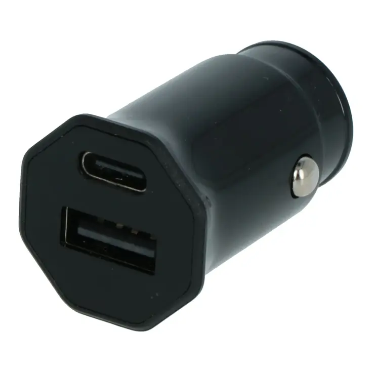 Autolader voor 2 apparaten USB-A + USB-C 2.5A