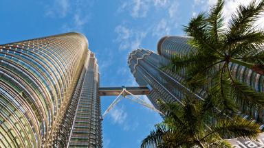 maleisie_kuala-lumpur_petronas-towers_onderaanzicht_palmboom_pixabay