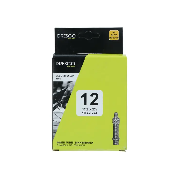 Binnenband 12 x 1 1/2 x 2 1/4 met Dunlop ventiel