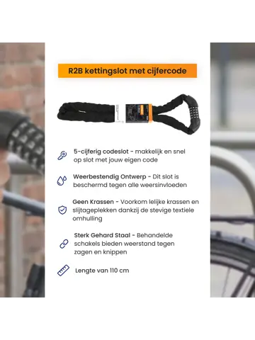 Fietsslot met cijferslot - 110 cm - Kettingslot