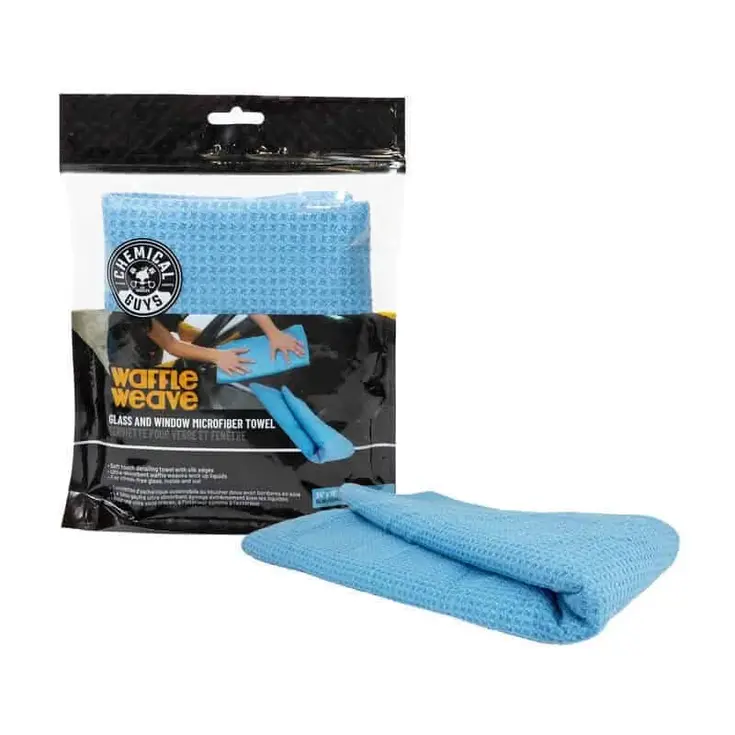 Waffle Weave glasdoek microvezel blauw
