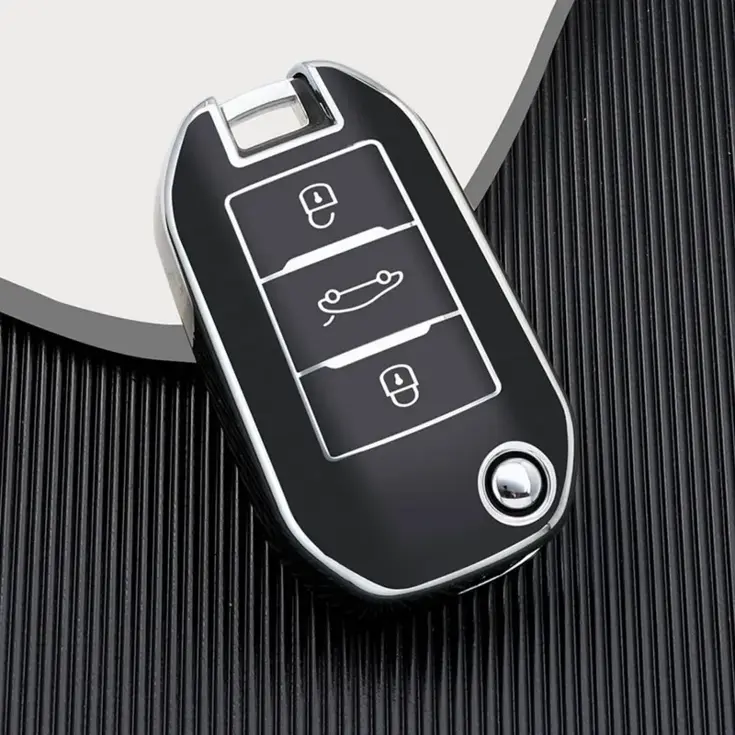 TPU Sleutelhoesje voor Peugeot zwart A3