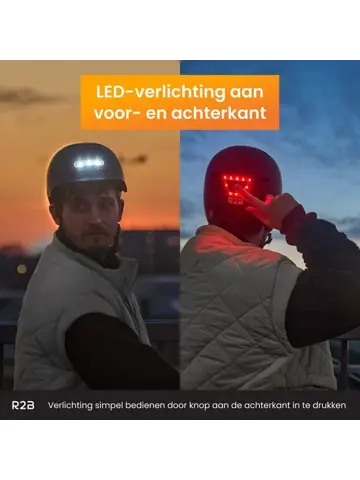 R2B Fietshelm met LED-verlichting - Maat XL